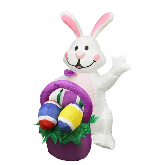 4ft. Lighted Inflatable Easter Bunny with Egg Basket